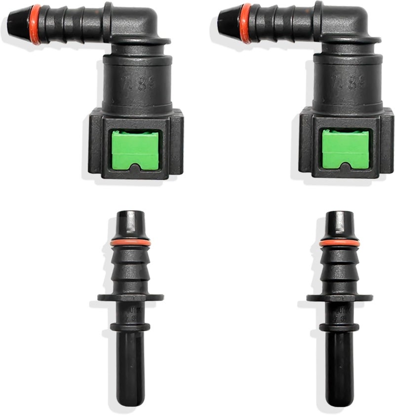 Japtend Fuel Line Quick Connect Fittings, 2 Sets Fuel Line Hose Release Connect Fittings Include 90 Degree Elbow Pipe Connector SAE 7.89mm to ID 6mm - Image 1